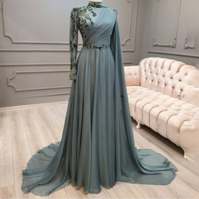 gray long sleeve evening dress Grey Mother of the Bride Dresses,Mother Dress with Sleeves,Long Wedding Guest Dress,MD00030, US10 / Red main image 0