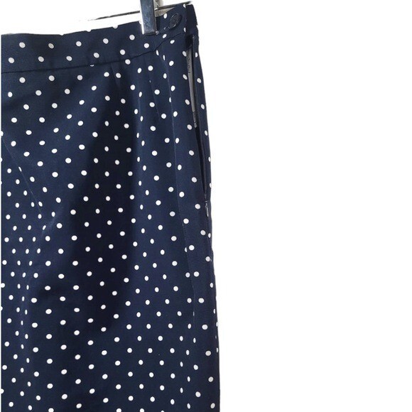 Gonna a matita vintage Yves Saint Laurent taglia 12 a pois blu navy bianca