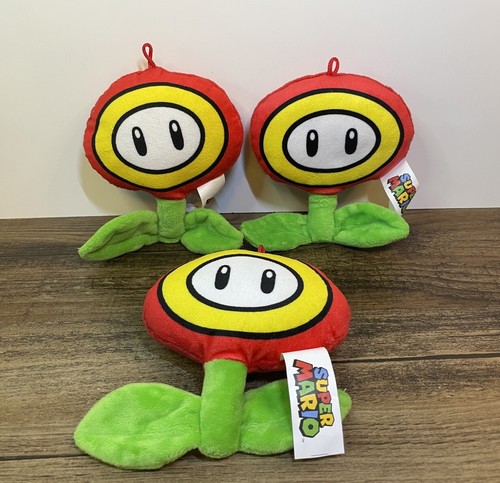 Lot Of 3 Super Mario Bros 5" Fire Flower Plush Fireball Red Plant Nintendo 2018