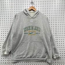Vintage Nike Air Just DO IT Hoodie Youth Medium Gray Hooded Sweatshirt Hooded