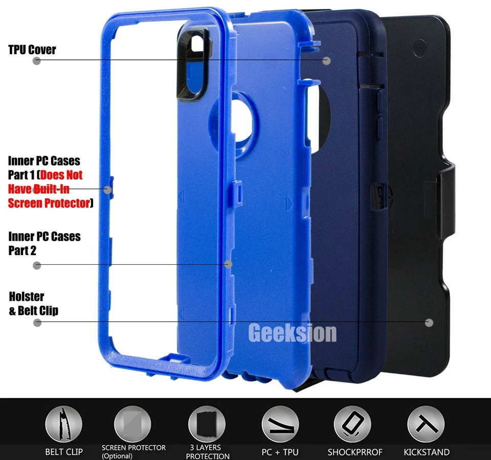 Funda protectora resistente a prueba de golpes para Apple iPhone X XS MAX XR + Clip para cinturón Foto 4 de 4