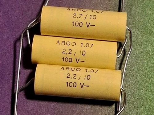 3 x Kondensator 2,2 uF 100 Volt  ARCO NOS Papierkondensator - Bild 2 von 2