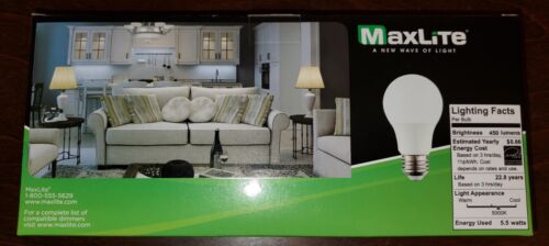 Case Of 96 Maxlite 40w Equivalent LED Daylight Bulbs 5000k Dimmable A19 - Picture 5 of 9