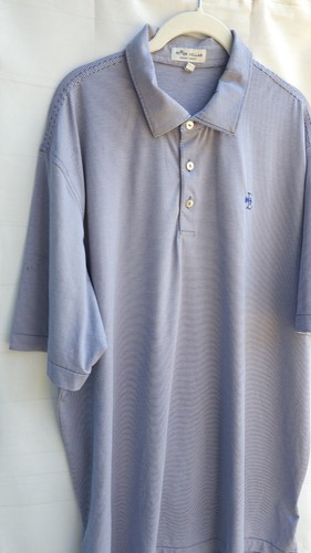 Peter Millar Summer Comfort Polo Shirt XL Blue Pink Striped Embroidered Logo - Picture 3 of 12