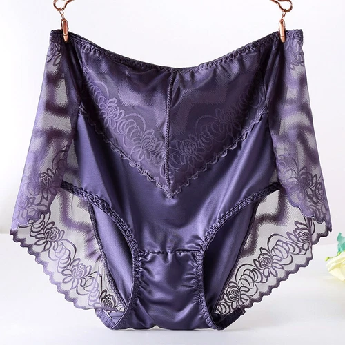 Satin Faux Silk Mesh Lady Lace Embroidery Underwear Briefs Loose Knickers LOT - Picture 13 of 16