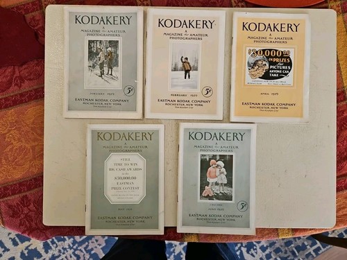 1929 **KODAKERY** { AMATEUR PHOTOGRAPHERS} 5 ISSUES . JAN,FEB,APRIL,MAY,JUNE .