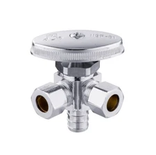 EFIELD 1/2" PEX Crimp x 3/8" ODx 3/8" OD Compr.Dual Angle Stop Valve Multi Turn