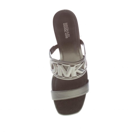 MICHAEL KORS Mujer Zapatos Alma Negro Cuero Slide Sandalia con MK Monograma - Imagen 7 de 7