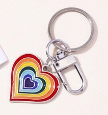 KEYRING Heart Rainbow Keychain Bag Charm Holder New A100
