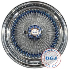 Dgj Wheels 20x8 Std 150 Spoke Candy Blue Nip Hub Ring Lowrider Wire Wheels