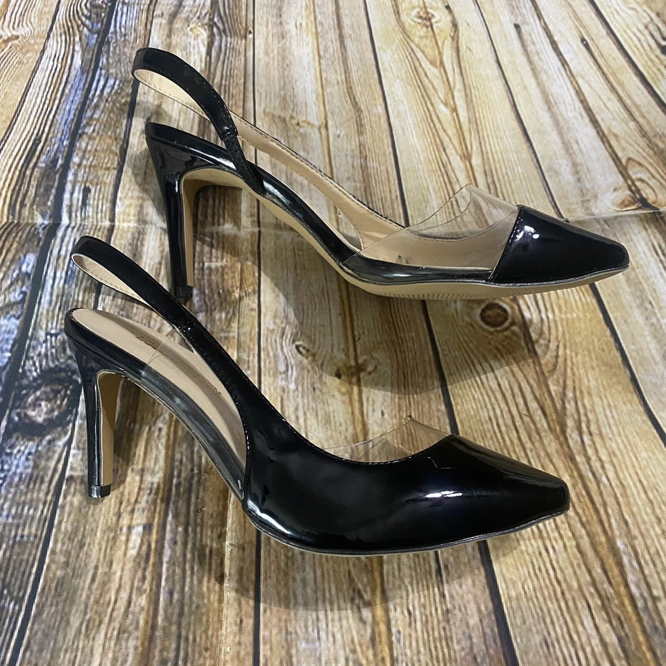 "Tacones de aguja Loslandifen para mujer talla Euro 39 de cuero negro sin cordones de 3 1/2""" Foto 3 de 4