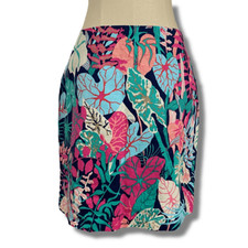 Talbots Women s Size 8 Petite Skirt Multicolor Tropical Botanical Leaf Print