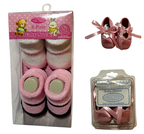 3 Bon Bebe Ballet Shoe and Mary Jane Booties Infant Girls Sz 3-6 M & 0-12 M Pink