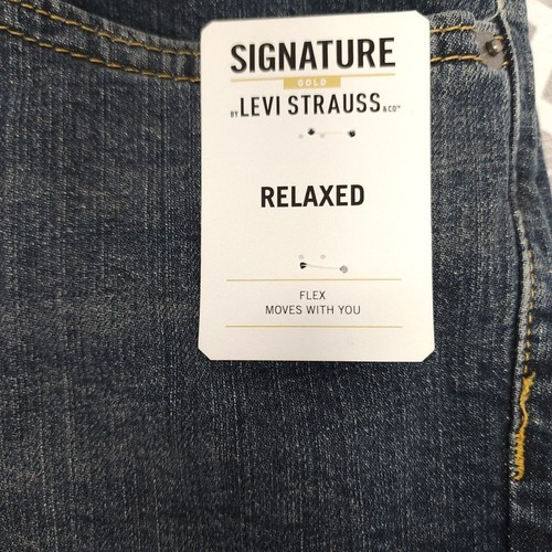 Signature Gold by Levis Strauss Mens Denim Jeans Relaxed Premium Flex 50" x 32" - Picture 6 of 12