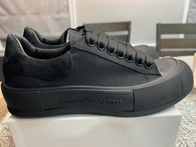 Size 9 - Alexander McQueen Deck Plimsoll Low Triple Black  display picture 3