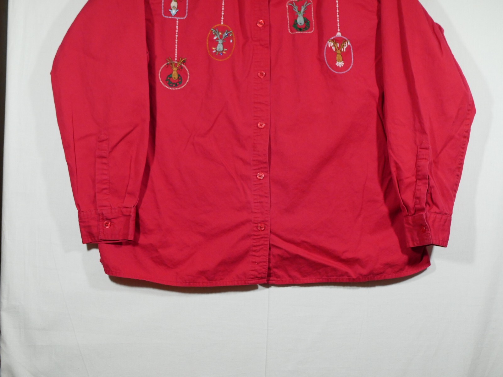 Vtg Basic Editions Button Front Christmas Shirt R… - image 4