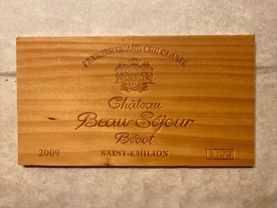1 Rare Wine Wood Panel Château Beau Séjour Bécot Vintage CRATE BOX SIDE 3/24 72