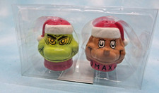 The Grinch  Max Ceramic Salt  Pepper Shakers by Sleigh Bell Bistro 3" New