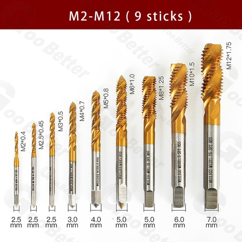 HSS Spiral Flute Point Machine Thread Tap Drill Bit Set TiN HSS-Co Cobalt M2-M12 - Picture 62 of 62