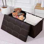 30" Large Folding Storage Ottoman Bench Storage Chest Footrest with Padded Seat
