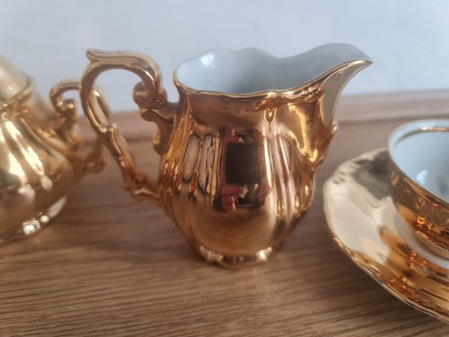 JUEGO DE TÉ PORCELANA ORO BAVIERA ALEMANIA VINTAGE - Imagen 6 de 16