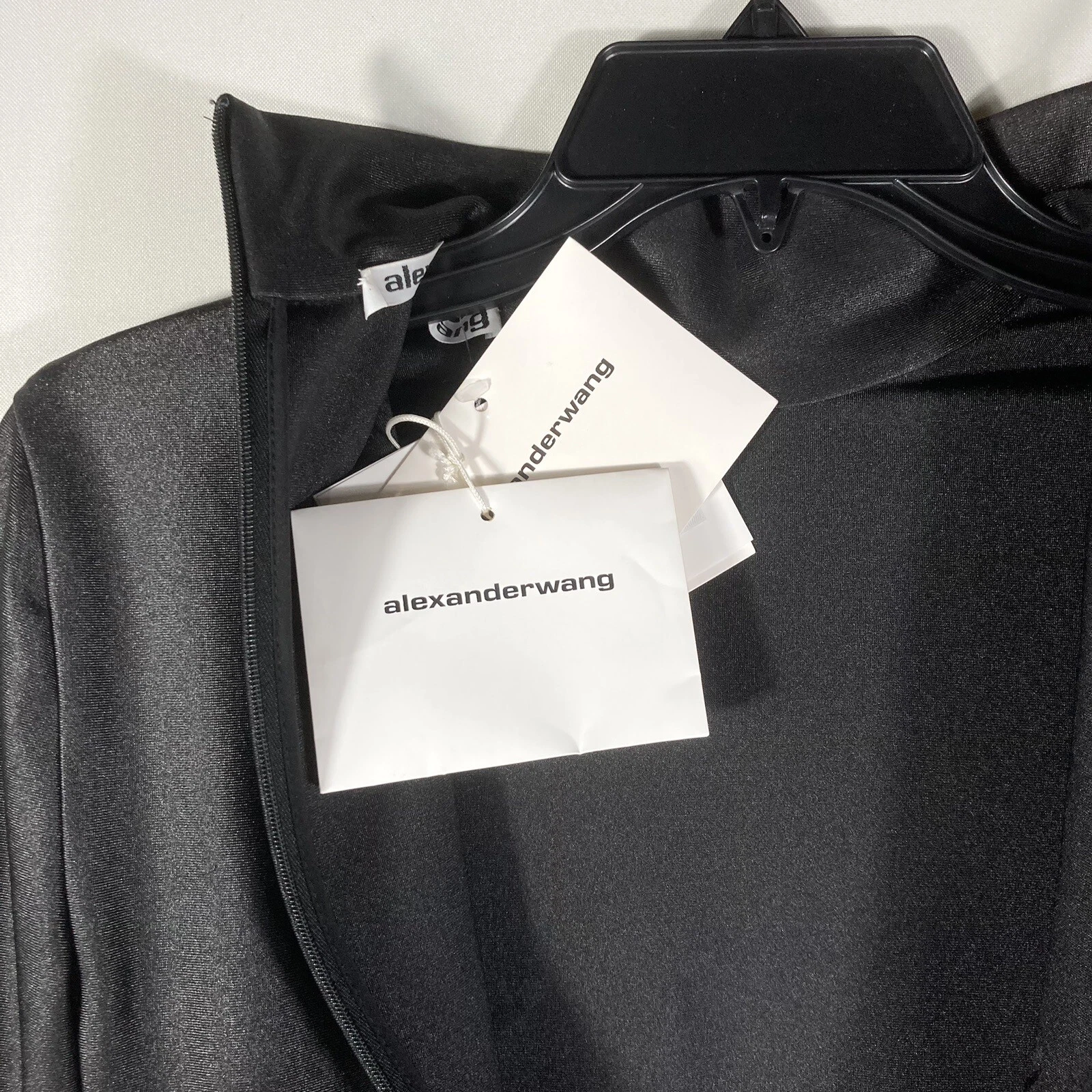 Minidress nuova con etichette Alexander Wang polsino di cristallo su misura maglia manica lunga