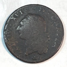 1791 France Louis XVI Sol Original Good Details Slight Bend CHRC