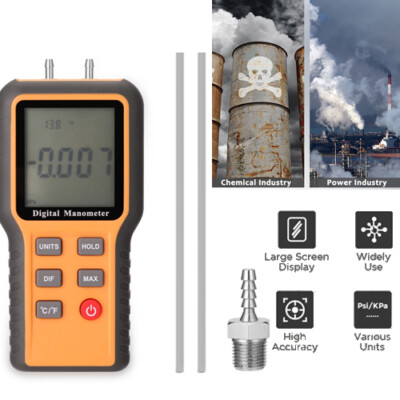 Digital Manometer Indoor Temp Measure Tool Pipes Pressure Measuring Device G6J4