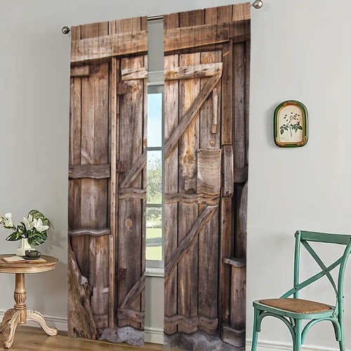 2 Panels Vintage Farmhouse Printed Curtains for Living Room Bedroom Window Decor - Picture 7 of 28