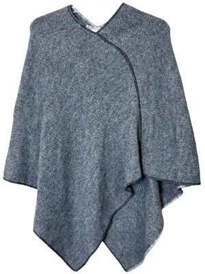 Fratelli Talli Women's Poncho Shawl Wool Alpaca Blend Italy Gray Pullover One Sz