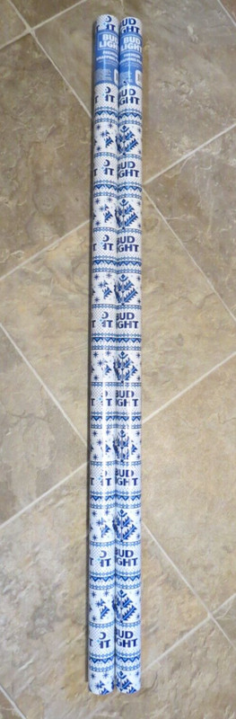 New Bud Light Beer Christmas Holiday Wrapping Paper 3.33' x 6 yd each 2 Rolls