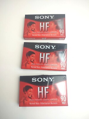 SONY HF 90 Minute Blank AUDIO CASSETTE TAPES Normal Bias Lot of 3 New Sealed