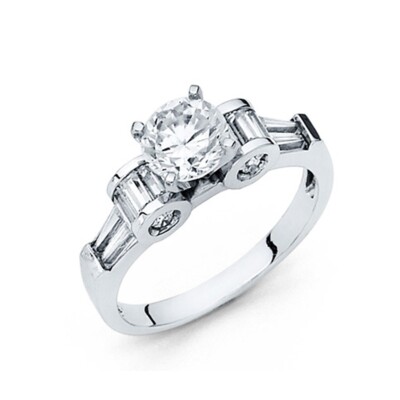 GOLD - 14K White Gold Cubic Zirconia Engagement Ring | eBay