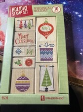 Inkadinkado Holiday Stamp Set Whimsical Holiday 10 Wood Mounted Rubber New