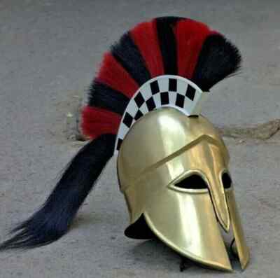 Medieval Greek Corinthian Helmet With Metal Plume & Wooden Stand C3