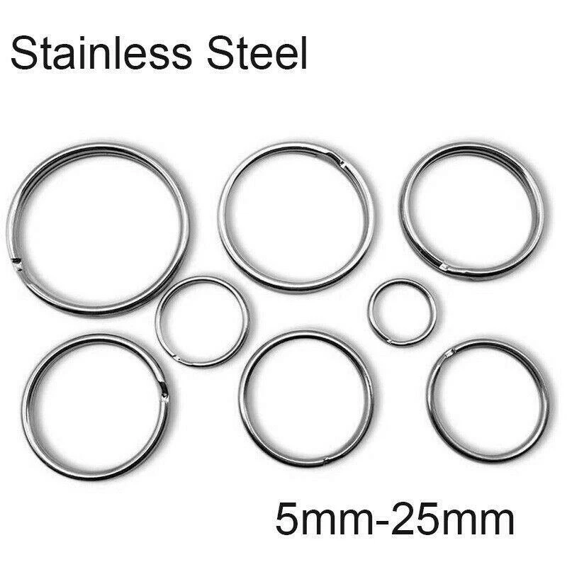 Stainless Steel Split Key Ring Keychain Jump Rings Round Wire Keyfob 5-25mm  DIY