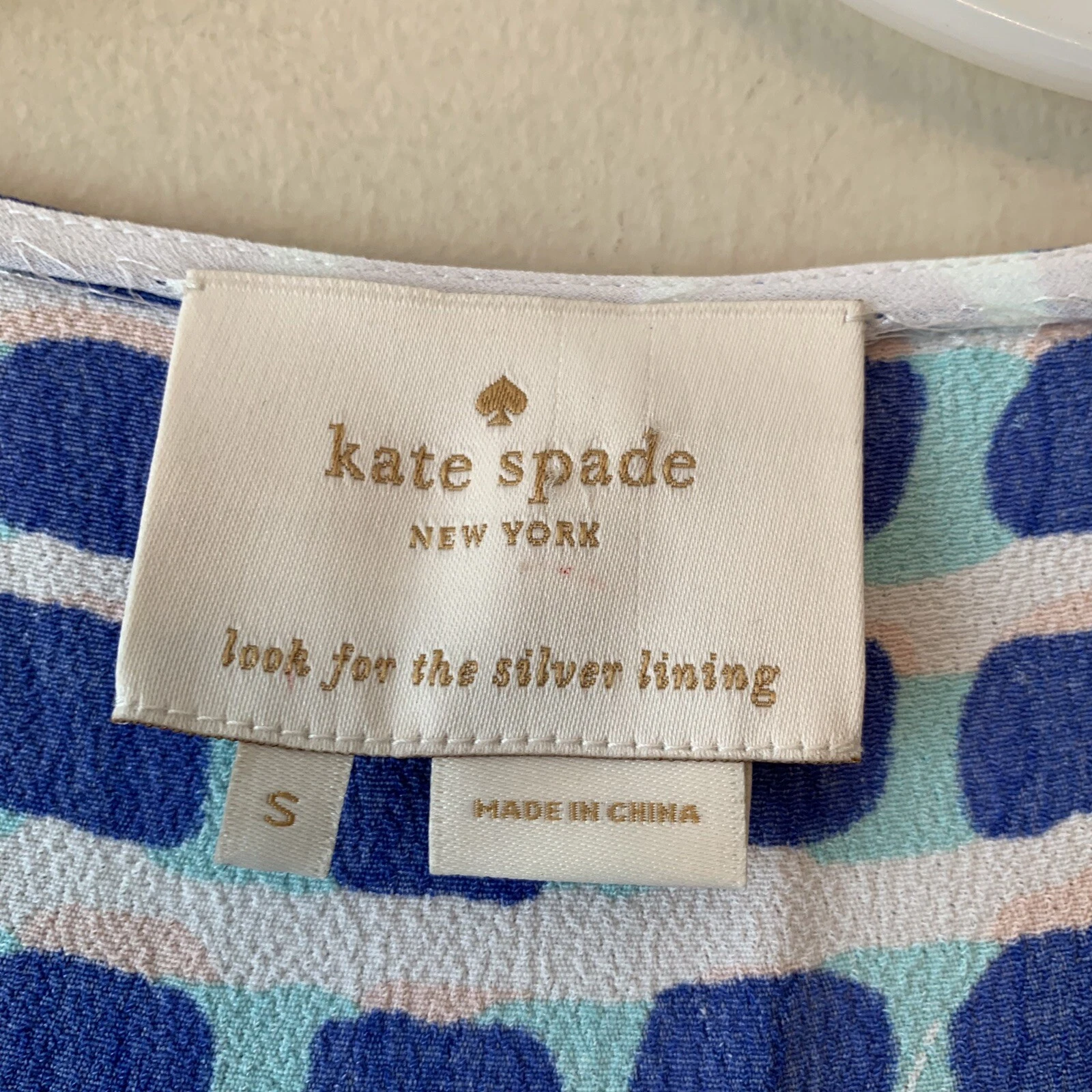 Abito senza maniche cravatta Kate Spade taglia small blu isola con timbro 