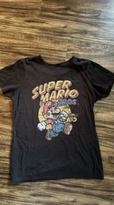 Vintage Nintendo Super Mario Bros Graphic Black Retro Gaming T-Shirt Unisex Med