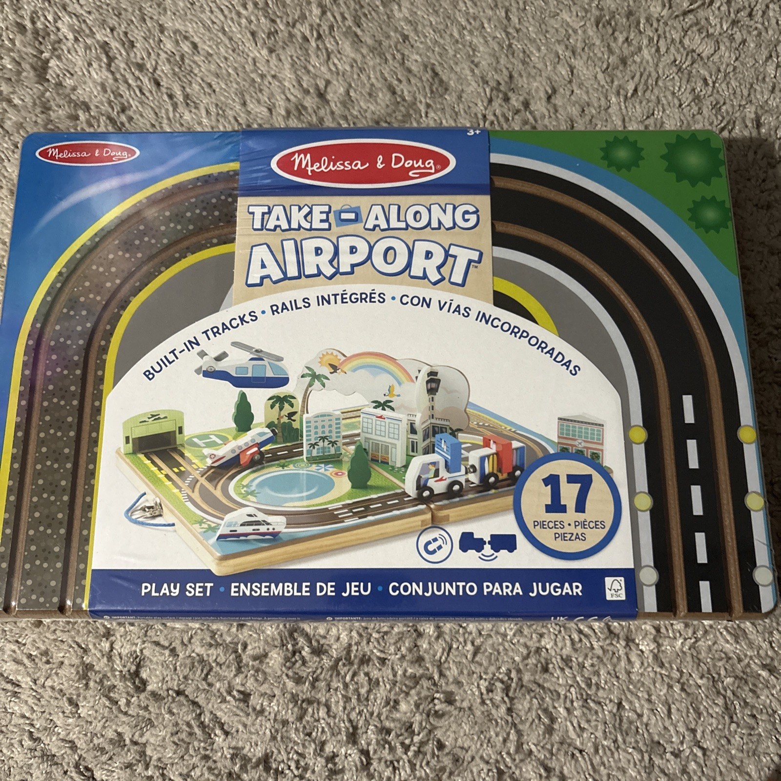 Melissa & Doug Take-Along Airport Play Set, Vehicles, Built-in Tracks