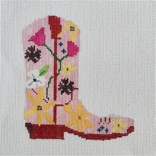 KC Needlepoint SCT Designs KC02423 Floral Cowboy Boot Hand Painted Canvas