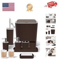Bathroom Accessories Set - Gorgeous Bathroom Set, 10PC Brown Bathroom Accesso...