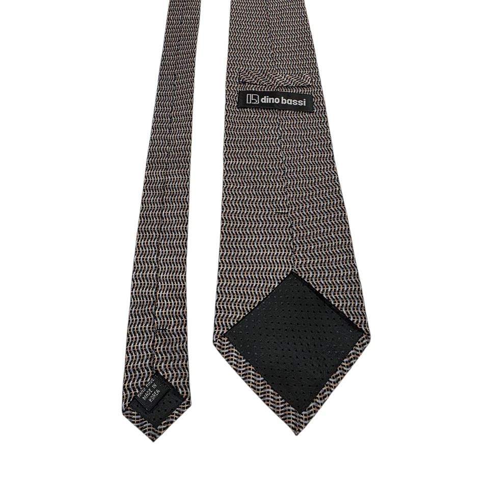 Corbata para Hombres Dino Bassi Negra Gris Tostada Seda Tejida Remolinos Clásico Traje de Negocios Foto 3 de 4
