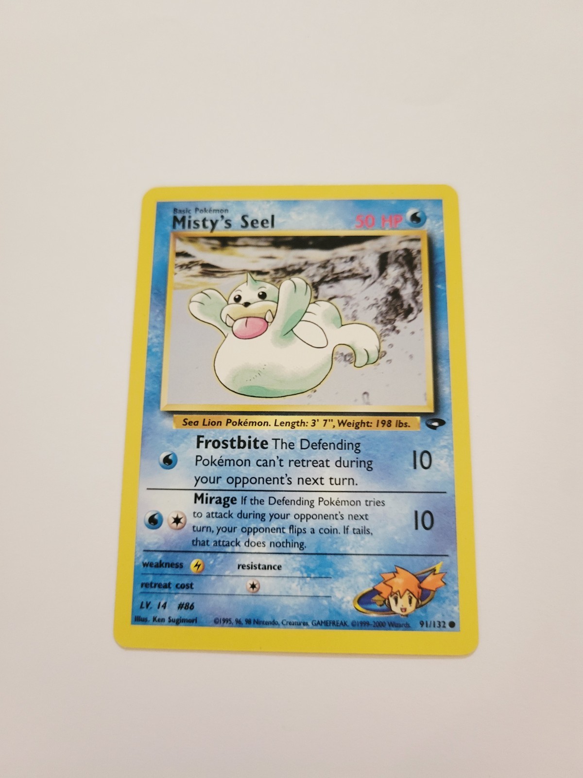 NM (unlimited edition) Pokemon MISTY'S SEEL Card GYM CHALLENGE Set 91/132