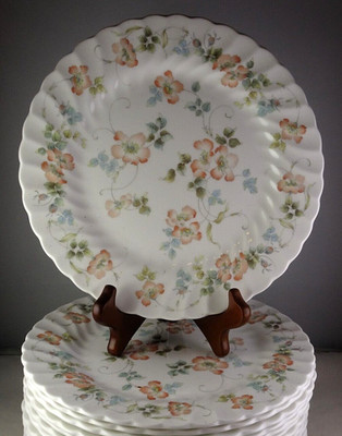 10 Wedgwood Cottage Rose Salad Plates Swirl Shape