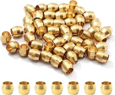 Biaungdo 50 Pcs Brass Compression Fitting, 1/8" Tube OD Compression Sleeves Ferr