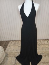 Black halter jumpsuit with wide palazzo leg styling