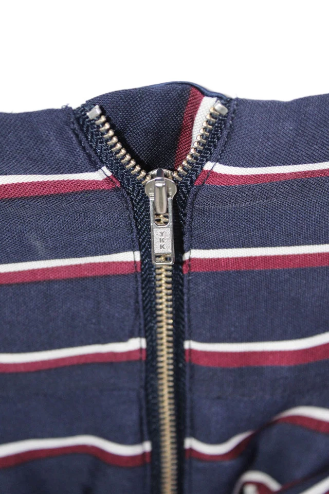 Mono Bardot para mujer a rayas recortado con cinturón dos bolsillos sin mangas azul marino talla 4 Foto 4 de 4