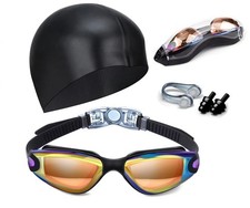 Swim Goggles Swimming Goggles No Leaking with Nose Clip, Earplugs, Swim Cap a...