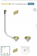 Harbour 90mm PVD Brushed Brass Basket Strainers & Kitchen Sink Overflow Covers