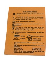 Vtg Hand Etched Pottery Meaning Card Southwestern Native Symbol Insert Guide
